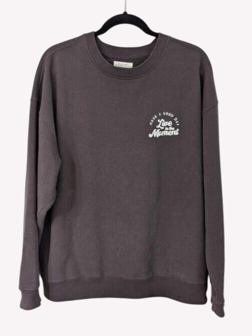 Aeropostale Cloud Soft "Live the Moment" Crewneck Sweatshirt - Charcoal Size M